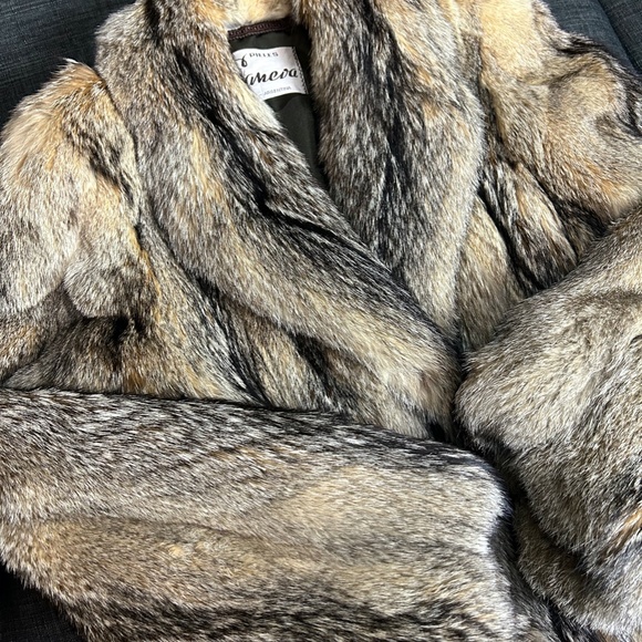 CANEVA WOLF FUR COAT ASH/BEIGE US SIZE LARGE - Picture 7 of 8